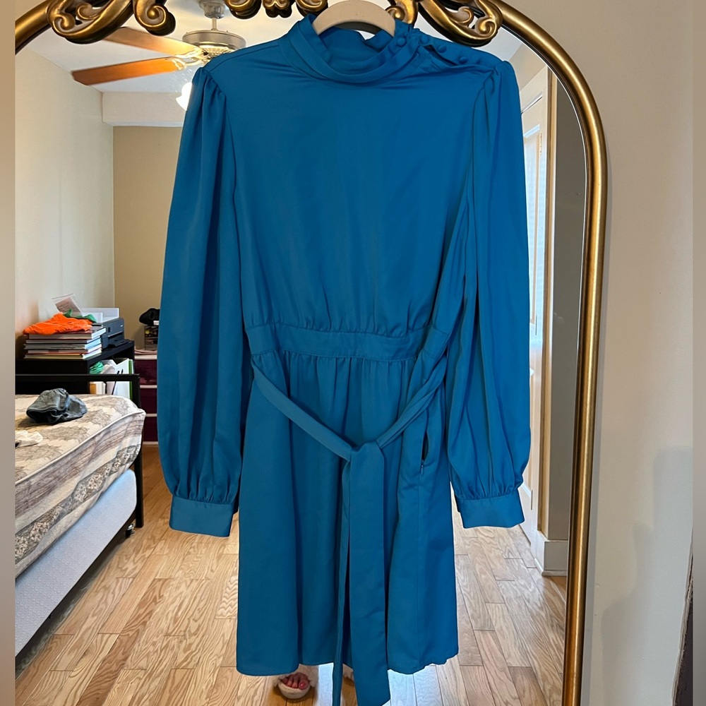 Blue Long Sleeve Dress